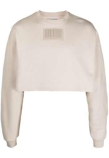 VTMNTS barcode-patch cropped sweatshirt - Nude