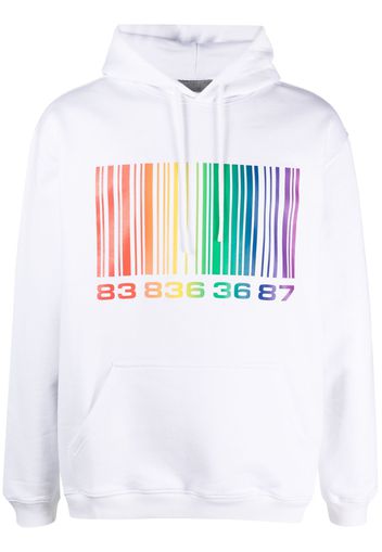 VTMNTS barcode-print cotton-blend hoodie - Weiß