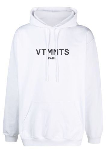 VTMNTS logo-print drawstring hoodie - Weiß