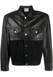 VTMNTS contrasting leather-block denim jacket - Schwarz