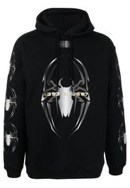 VTMNTS spider-print drawstring hoodie - Schwarz