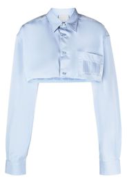 VTMNTS barcode-print cotton cropped shirt - Blau