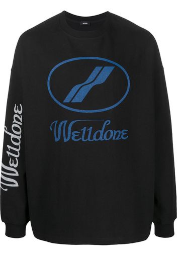 We11done Oversized-Sweatshirt mit Logo - Schwarz