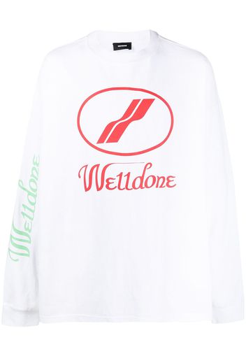 We11done Langarmshirt mit Logo-Print - Weiß