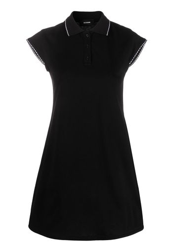 We11done lace-trim piqué mini dress - Schwarz