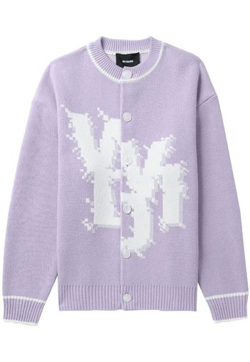 We11done logo-print button-up cardigan - Violett