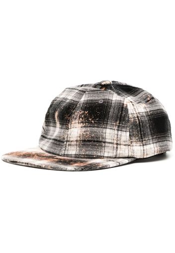 We11done bleach-wash checkered cap - Grau