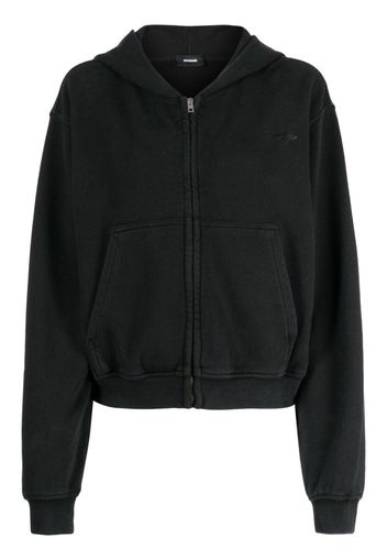 We11done logo-embroidered zip-up hoodie - Schwarz