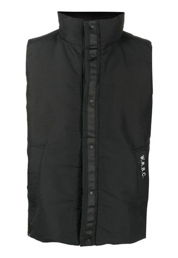 White Mountaineering high-neck reversible gilet - Schwarz