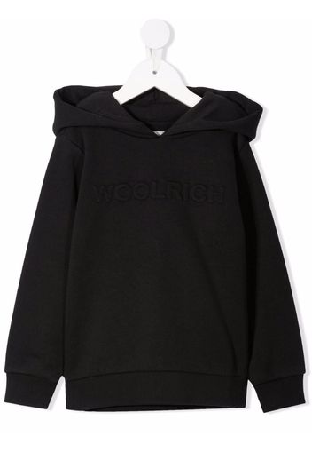 Woolrich Kids debossed-logo cotton-blend hoodie - Schwarz