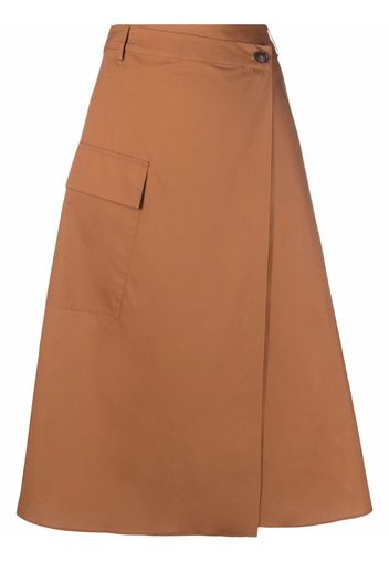 Woolrich poplin A-line midi skirt - Braun