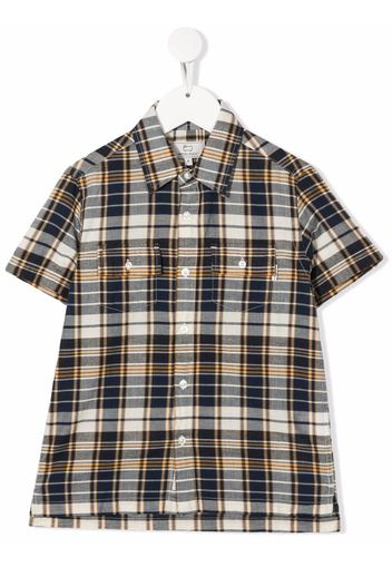 Woolrich Kids check-print cotton shirt - Blau