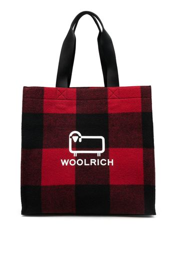 Woolrich logo-print tartan tote bag - Rot