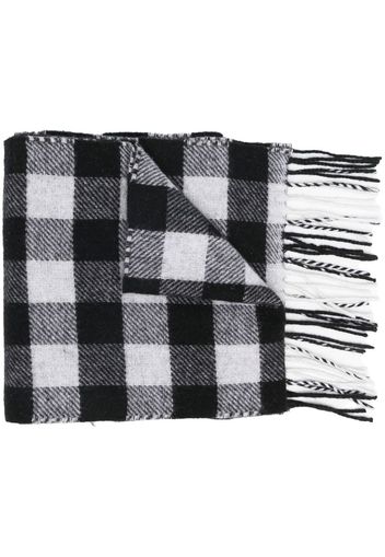 Woolrich check-pattern fringed-edge scarf - Schwarz