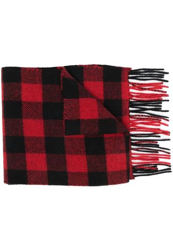 Woolrich check-pattern fringed-edge scarf - Rot