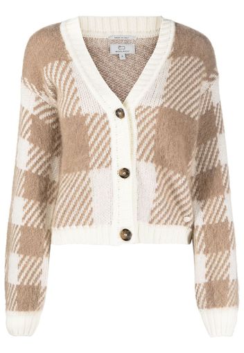 Woolrich checked intarsia-knit cardigan - Nude