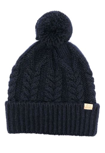 Woolrich logo-patch cable-knit beanie - Blau