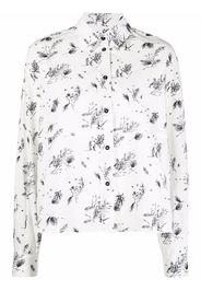 Woolrich Seidenhemd mit Zeichnungs-Print - Weiß