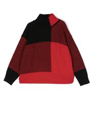 Woolrich Kids check knit turtleneck jumper - Schwarz