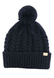 Woolrich logo-patch cable-knit beanie - Blau