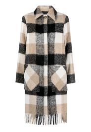 Woolrich plaid-check fringed-hem coat - Nude