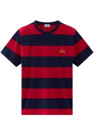 Woolrich Gestreiftes T-Shirt mit Logo-Print - Rot