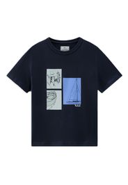 Woolrich Kids graphic-print cotton T-shirt - Blau