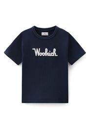 Woolrich Kids logo-embroidered cotton T-shirt - Blau