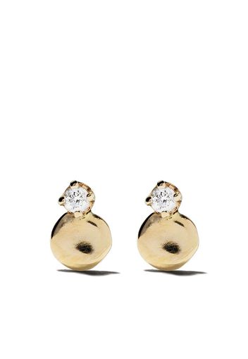 WWAKE 14kt Goldohrstecker mit einem Diamanten - YELLOW