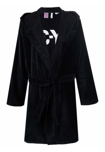Y-3 logo-embroidered dressing gown - Schwarz