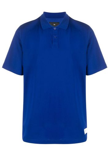 Y-3 logo-patch cotton polo shirt - Blau