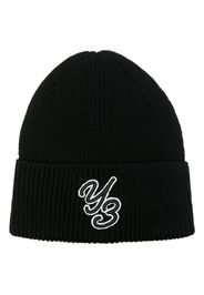 Y-3 logo-patch wool beanie - Schwarz