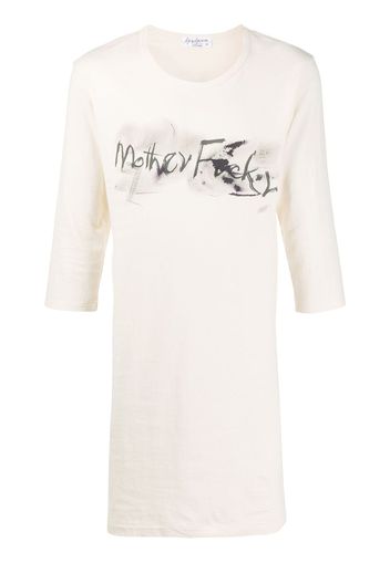 Yohji Yamamoto Langes Langarmshirt mit Slogan - Nude