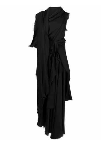 Yohji Yamamoto Asymmetrisches Maxikleid mit Drapierung - Schwarz