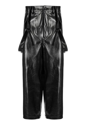 Yohji Yamamoto faux leather dungarees - Schwarz