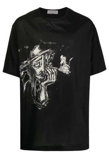 Yohji Yamamoto T-Shirt mit grafischem Print - Schwarz