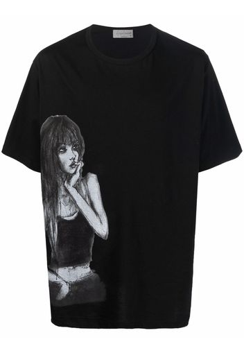 Yohji Yamamoto illustration-style print T-shirt - Schwarz