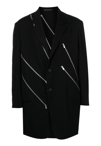 Yohji Yamamoto zip-detail single-breasted blazer - Schwarz