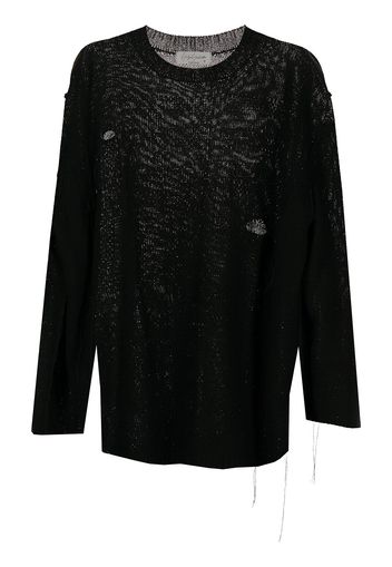 Yohji Yamamoto distressed crew neck jumper - Schwarz