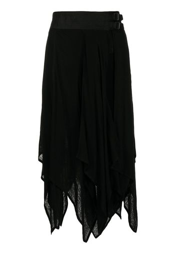 Yohji Yamamoto rag-hem midi-skirt - Grau