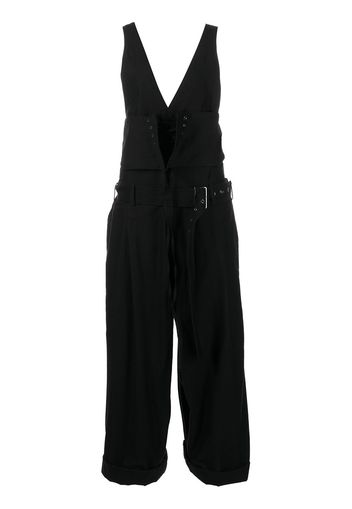 Yohji Yamamoto asymmetric-bucked jumpsuit - Schwarz