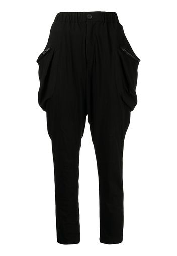 Yohji Yamamoto pouch-pocket tapered-leg trousers - Schwarz