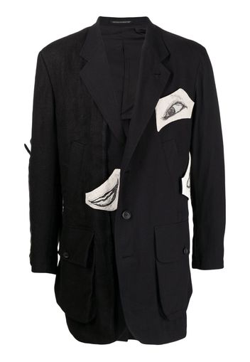 Yohji Yamamoto graphic-print cotton blazer - Schwarz