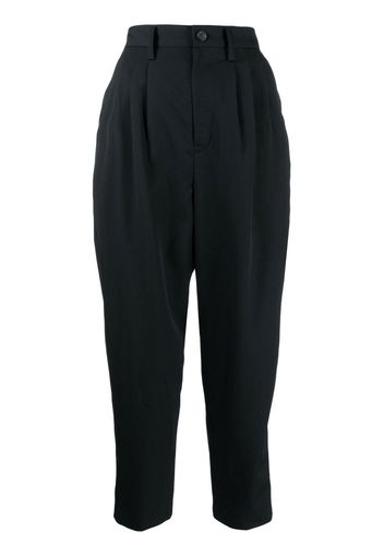 Yohji Yamamoto Cropped-Hose mit hohem Bund - Schwarz