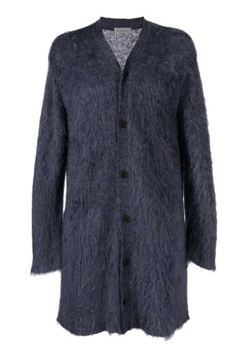 Yohji Yamamoto Langer Mohaircardigan mit V-Ausschnitt - Blau