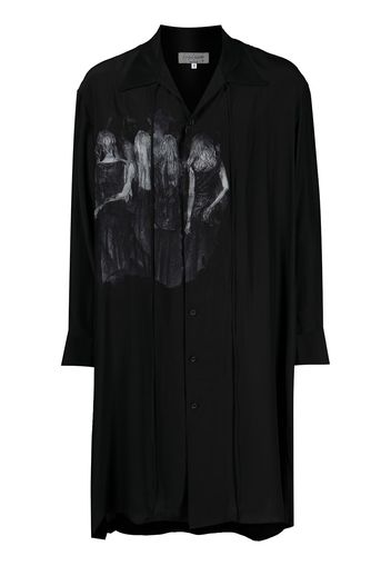 Yohji Yamamoto graphic-print longline shirt - Schwarz