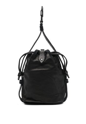 Yohji Yamamoto leather drawstring pochette bag - Schwarz