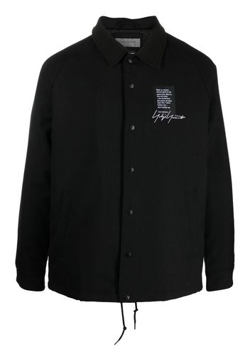 Yohji Yamamoto logo-print wool shirt jacket - Schwarz