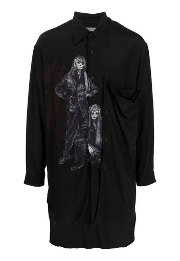 Yohji Yamamoto Hemd mit grafischem Print - Schwarz