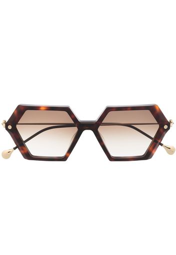 Yohji Yamamoto hexagon-frame sunglasses - Braun